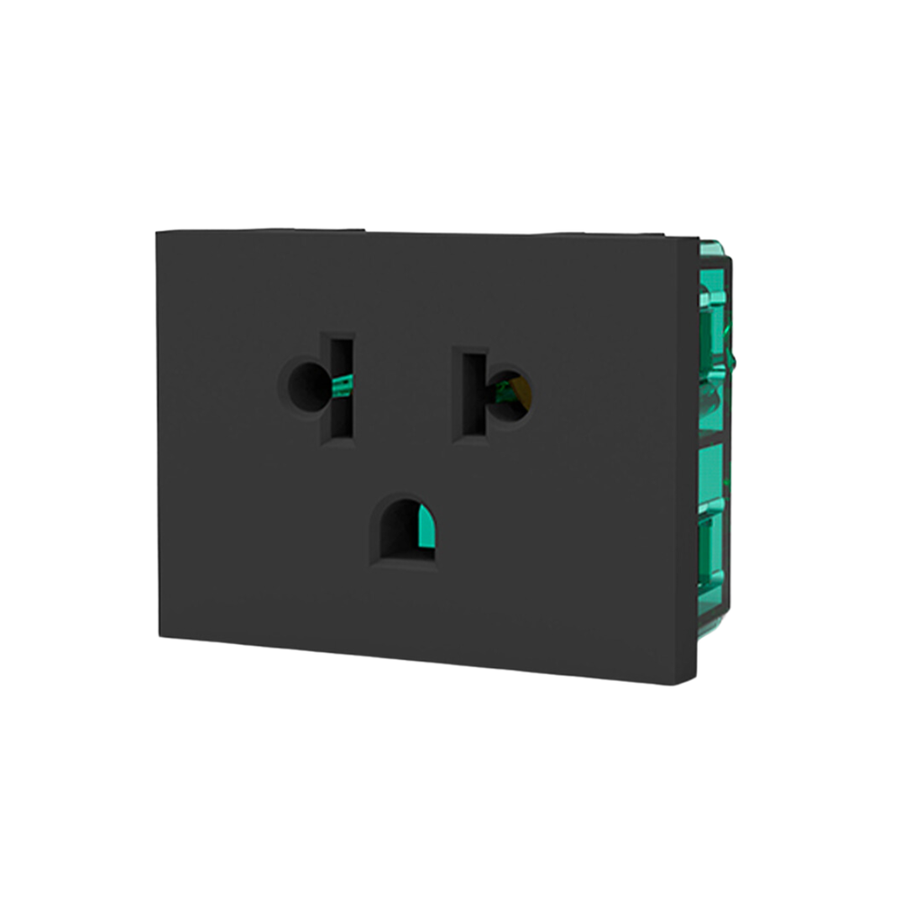 MODULO TOMA EURO-AMERICANO C/TIERRA - GRIS