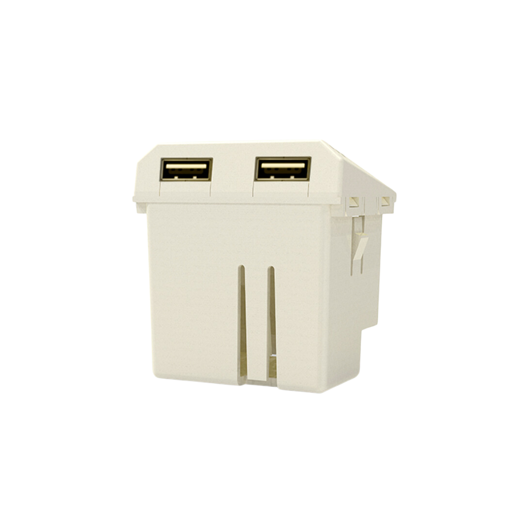 MODULO CARGADOR USB DOBLE 220v BLANCO 3,1 A. - BLANCA