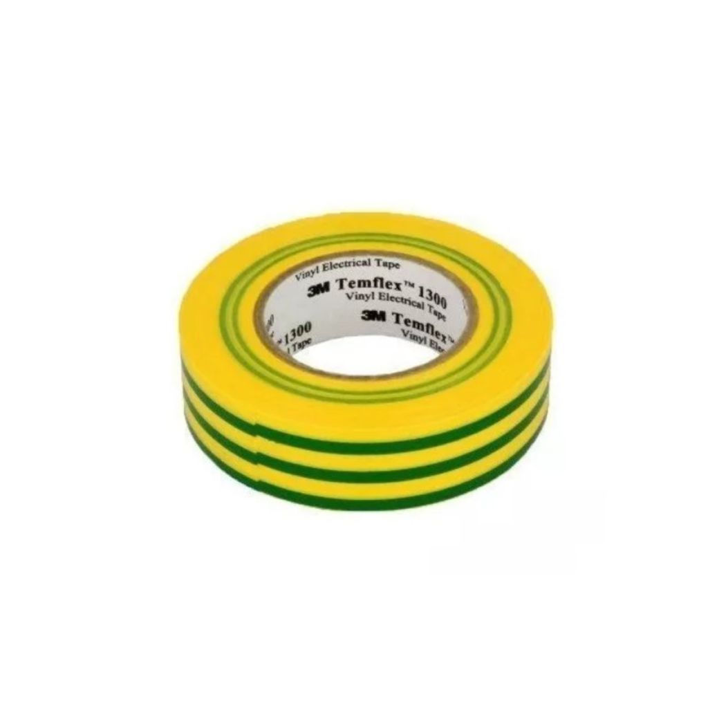 Cinta Aislante 3M Temflex 1550 Verde/Amarilla 18 mm. x 20 m.