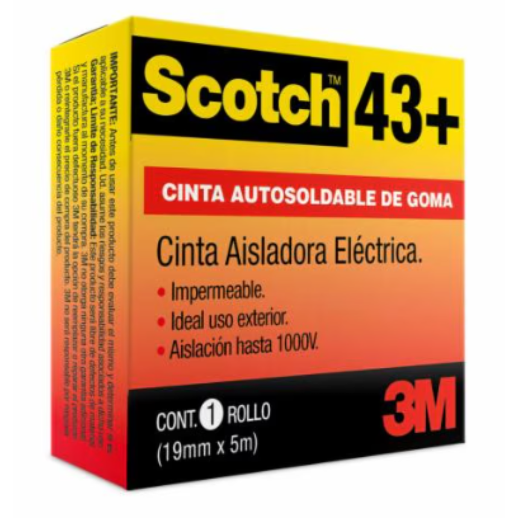 Cinta Autosoldable 43+ 3M, Baja Tensión, 19mm x 5M