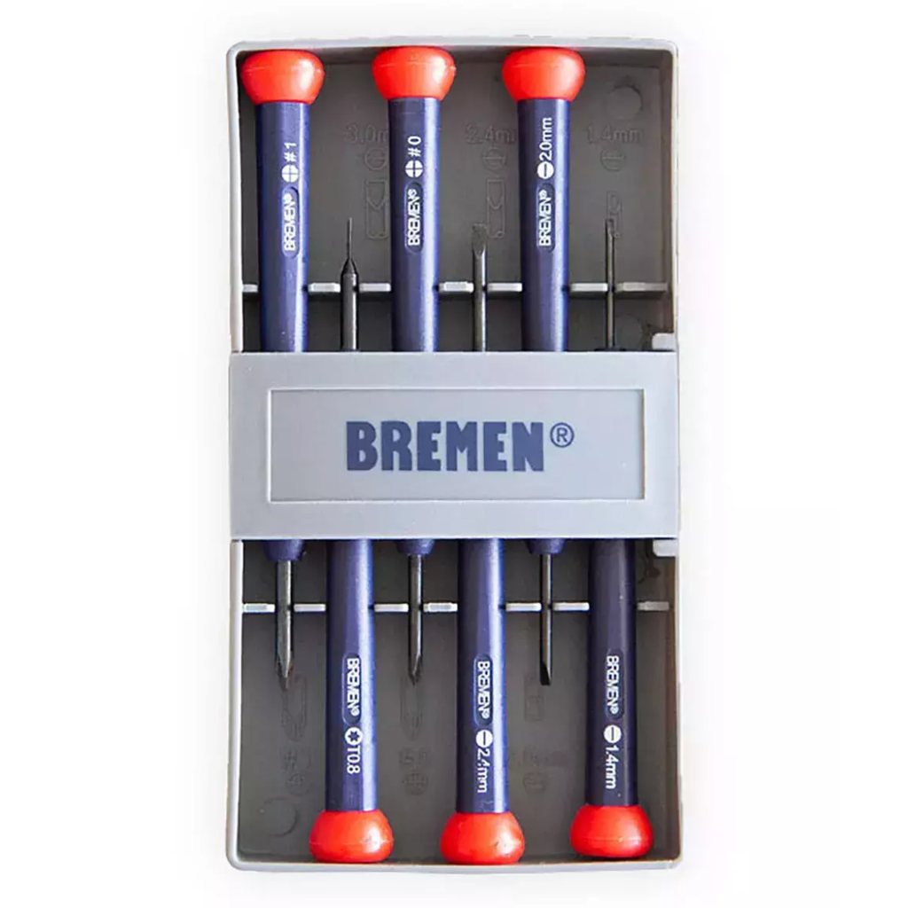 DESTORNILLADOR RELOJERO x 6Pzs (PH0-PH1-Pl 1.4-Pl 2.0-Pl 2.4-IPHONE T08) BREMEN®