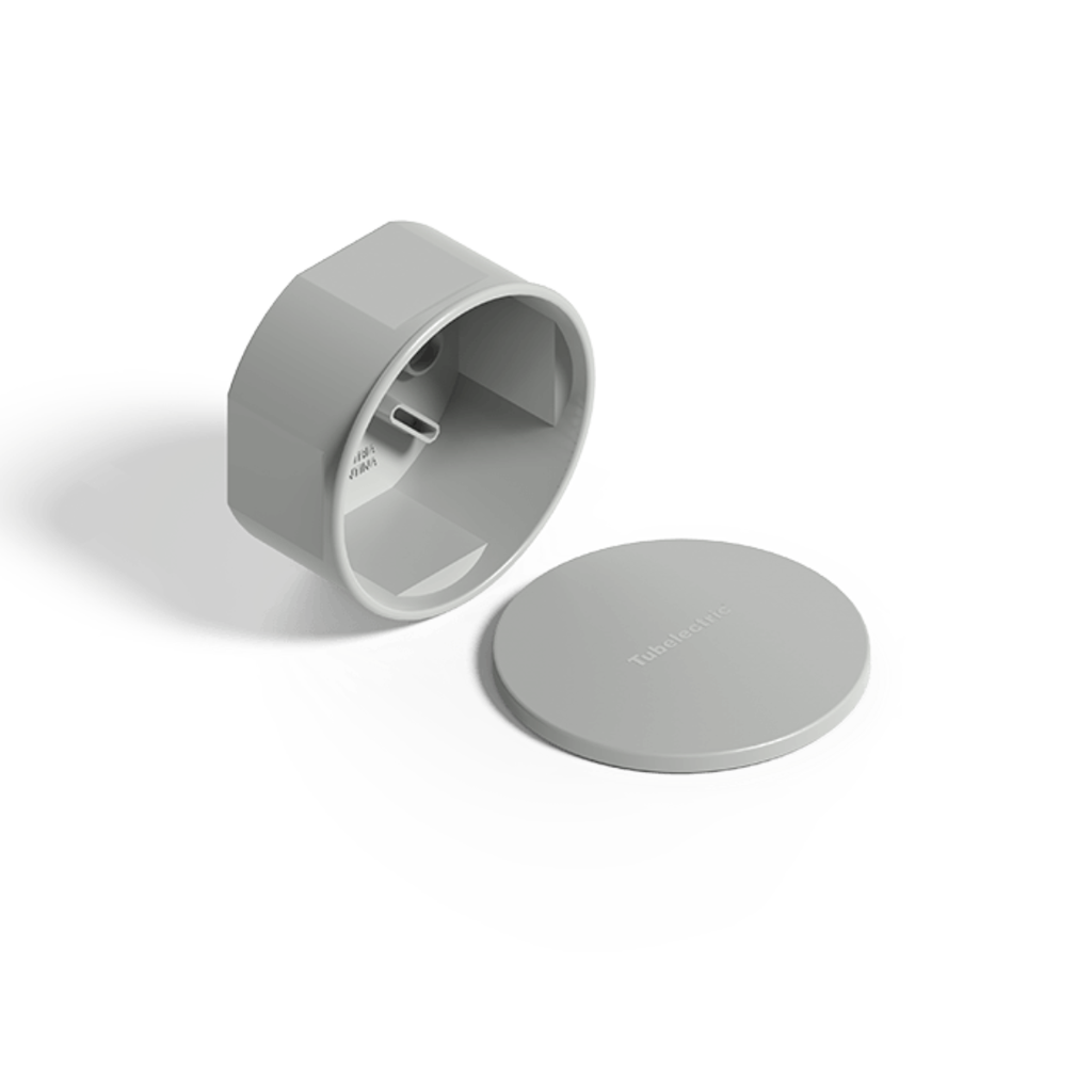 Caja cuadrada con tapa gris sobrep.