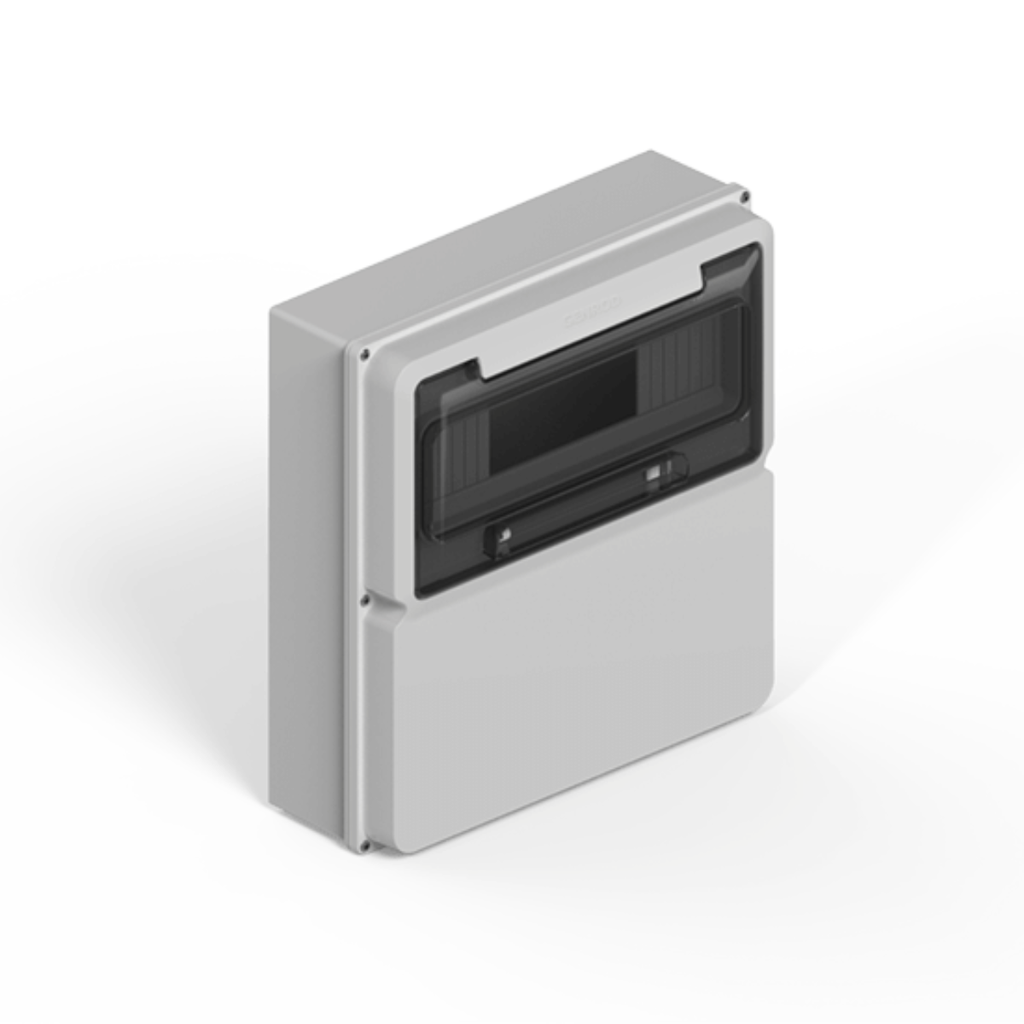 Caja IP65 p/12 polos DIN + un módulo ciego - gris