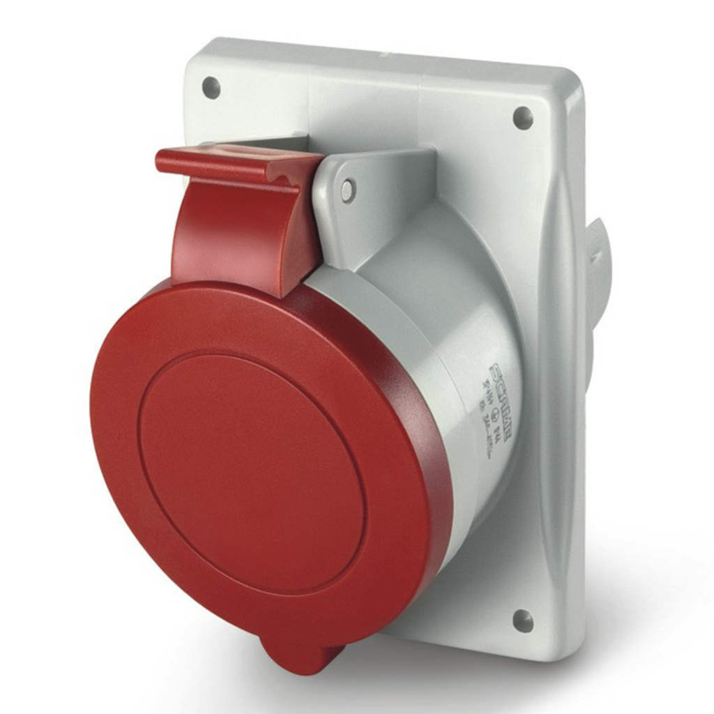 Toma base empotrable industrial 16A 3P+T 6h 380-415V 50Hz 60Hz 70X87MM bornes con tornillo optima