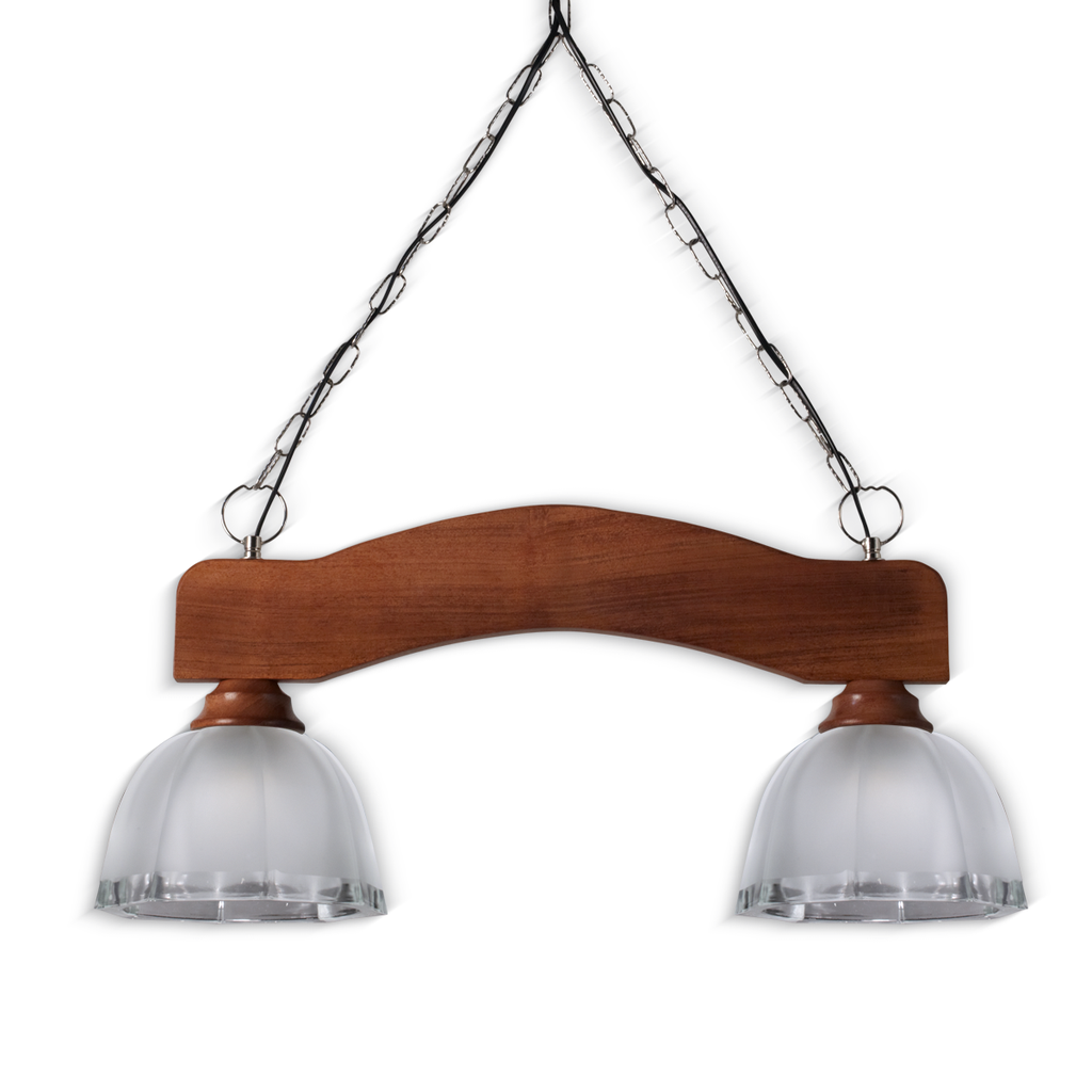 BALANCIN 2 LUCES ALGARROBO ENCERADO TULIPA OCTOGONAL 1249/2