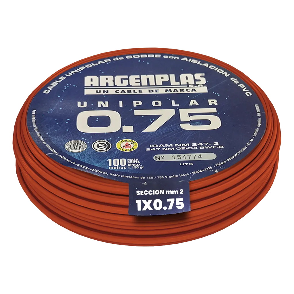 Cable Unipolar Flexible 0.75 mm Argenplas Marrón