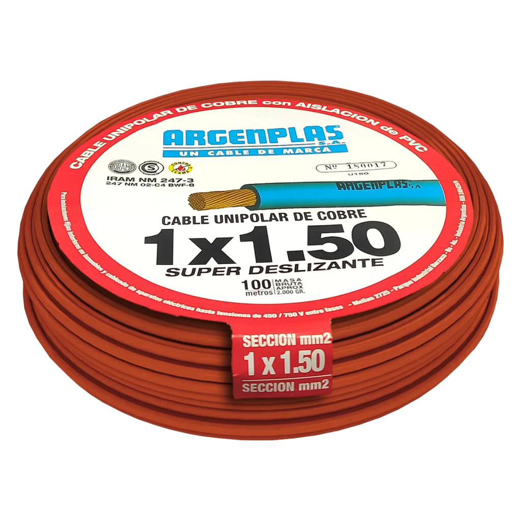 Cable Unipolar 1.5 mm Argenplas Marrón