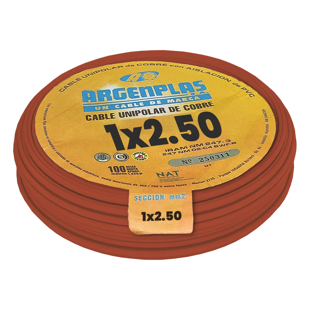 Cable Unipolar 2.5 mm Argenplas Marrón