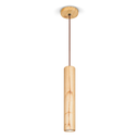 COLGANTE PARA GU10 EN PINO NATURAL CON CABLE COLOR CHOCOLATE TORRE de 30CM