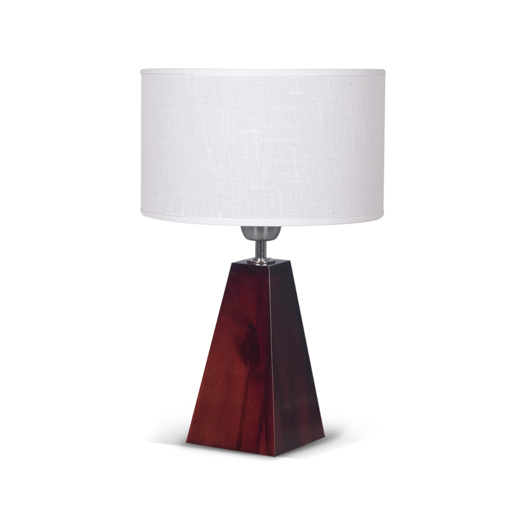 LAMAPRA DE MESA EN MADERA COLOR WENGUE CON PANTALLA LINO BLANCA DE25X25X15 ALTURA TOTAL 43 CM