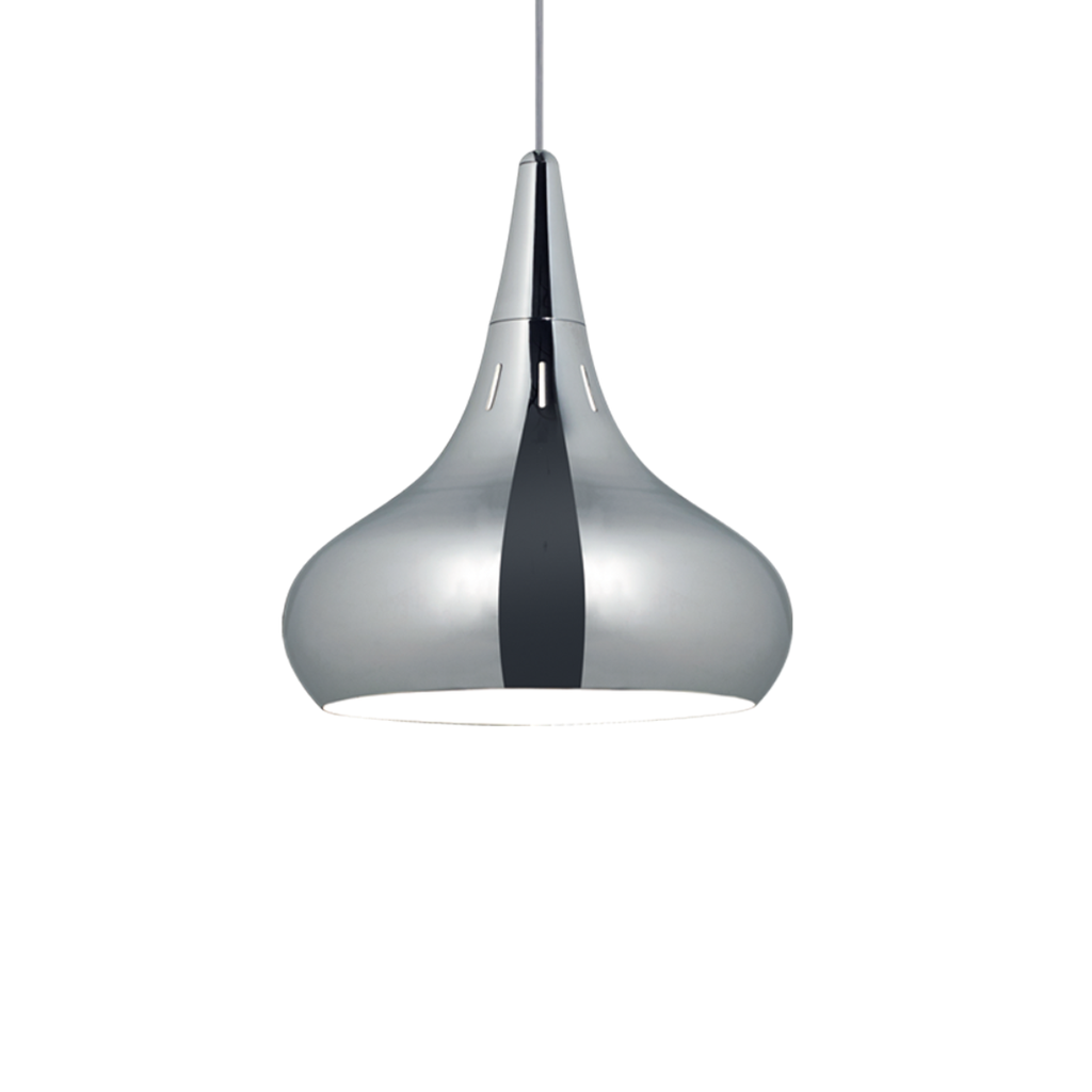 Colgante de chapa cromo; ø26cm para E27