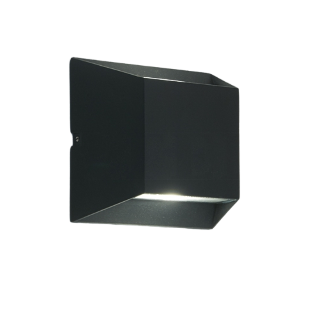 Luminaria de aplicar en pared  con led integrado construida íntegramente en aluminio inyectado. Apta Intemperie IP54