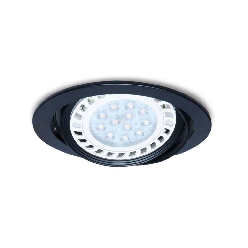 Embutido redondo movil, alum, negro Ø17cm, AR111, GU10