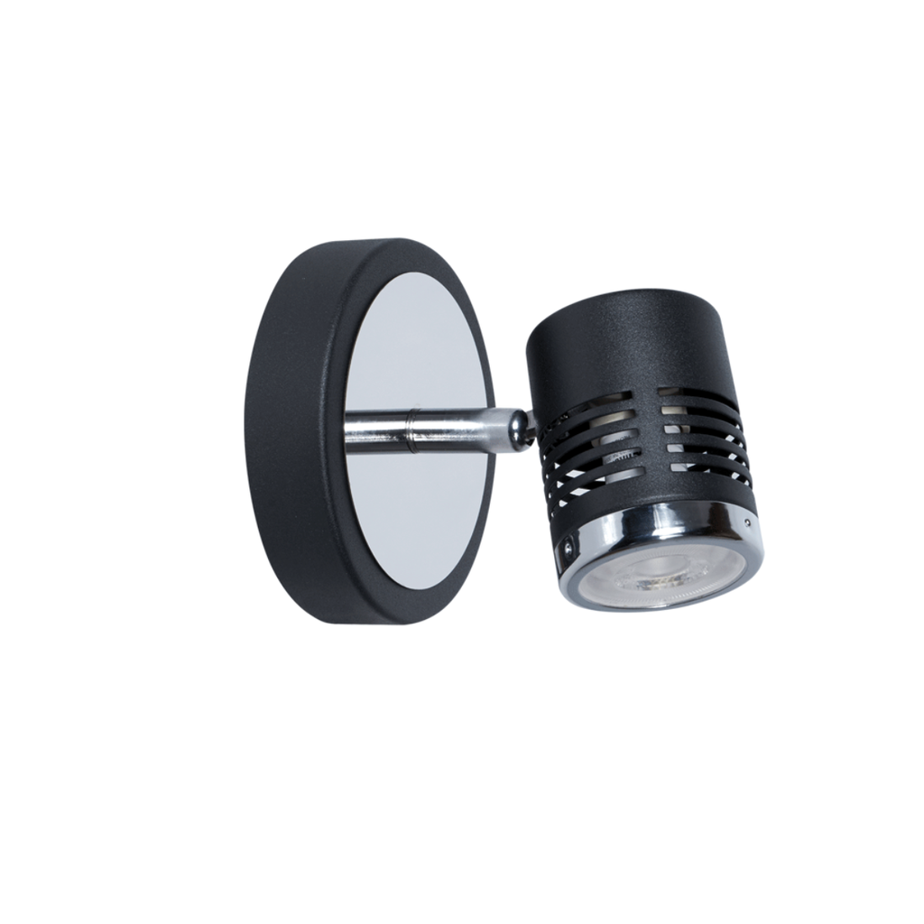 Spot de chapa de 1 luz negro con detalle cromo para Gu10