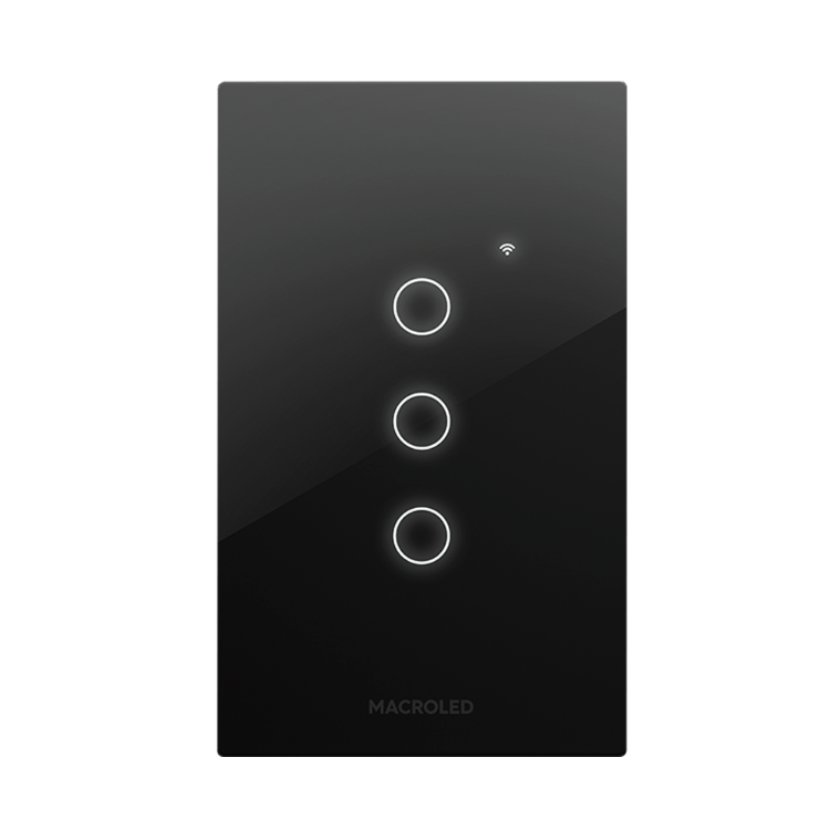 Tecla smart 10A 3 canales Macroled negro
