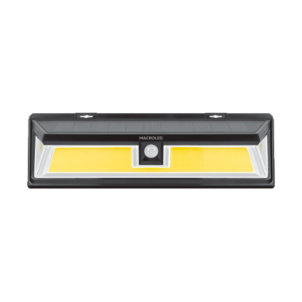 Aplique solar 10w c/ sensor de movimiento IP65 Macroled calido