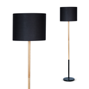 Lampara pie de madera con pantalla; H137cm; Negro