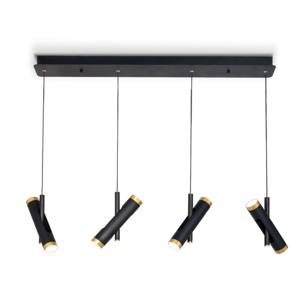Colgante de 4 luces con movimiento para led de 24w NEGRO