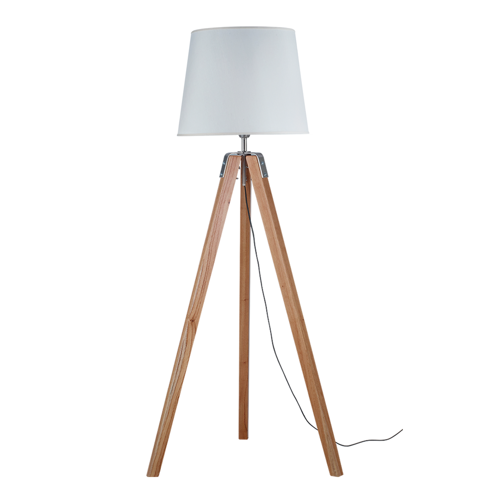 Dis-LAMPARA DE PIE TRIPODE EN MADERA NATURAL CON PANTALLA 1151
