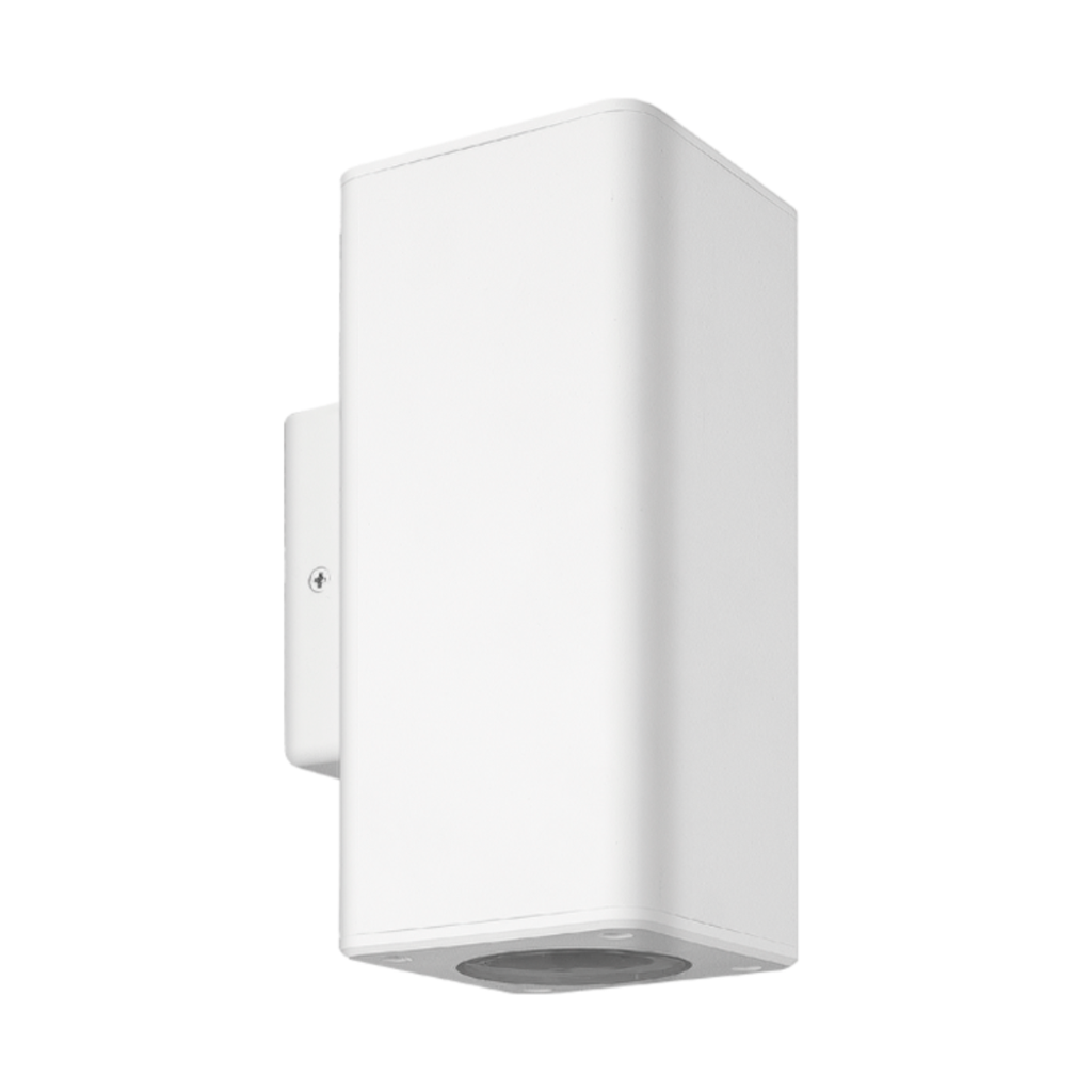 ARTEFACTO DE APLICAR EXTERIOR CUADRADO, COLOR BLANCO, BIDIRECCIONAL, IP54, AC100240V, GU10, 9W MAX
