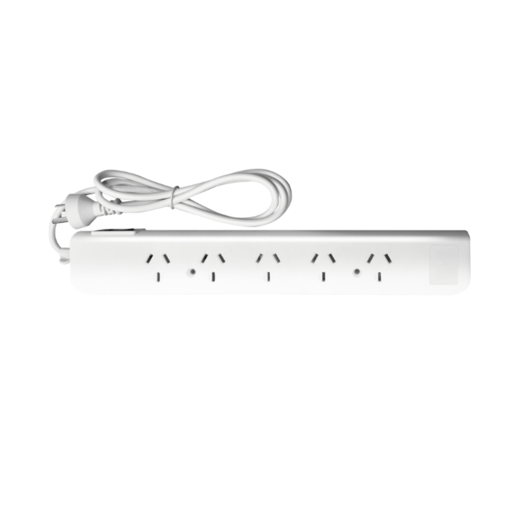 PROLONGADOR MULTIPLE 5 TOMAS, BLANCO, 1,5 MTS DE CABLE 3X0,75MM, 250V, 10A, 2200W MAX. PROTECTOR TERMICO