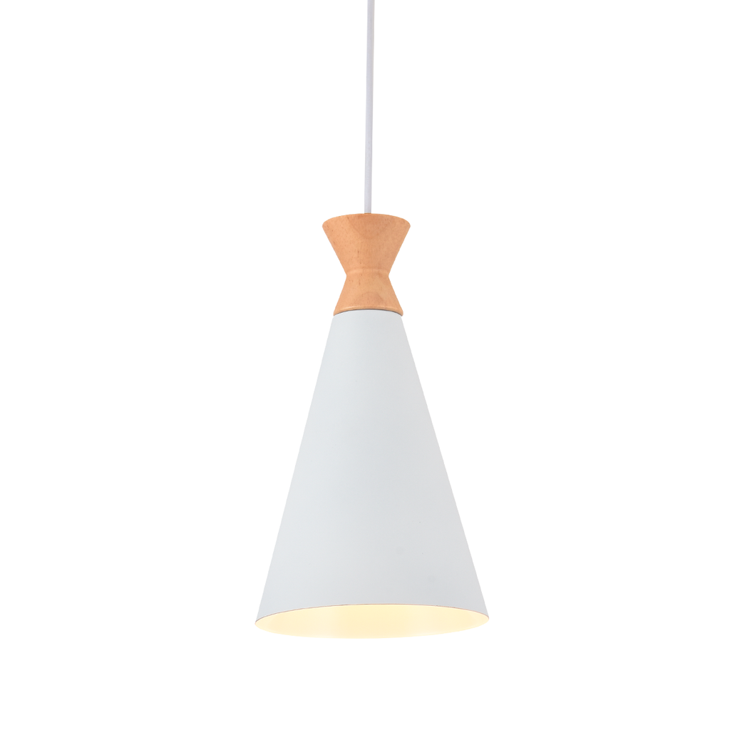 COLGANTE DE UNA LUZ EN METAL Y MADERA DIAMETRO 15 CM PARA E27
