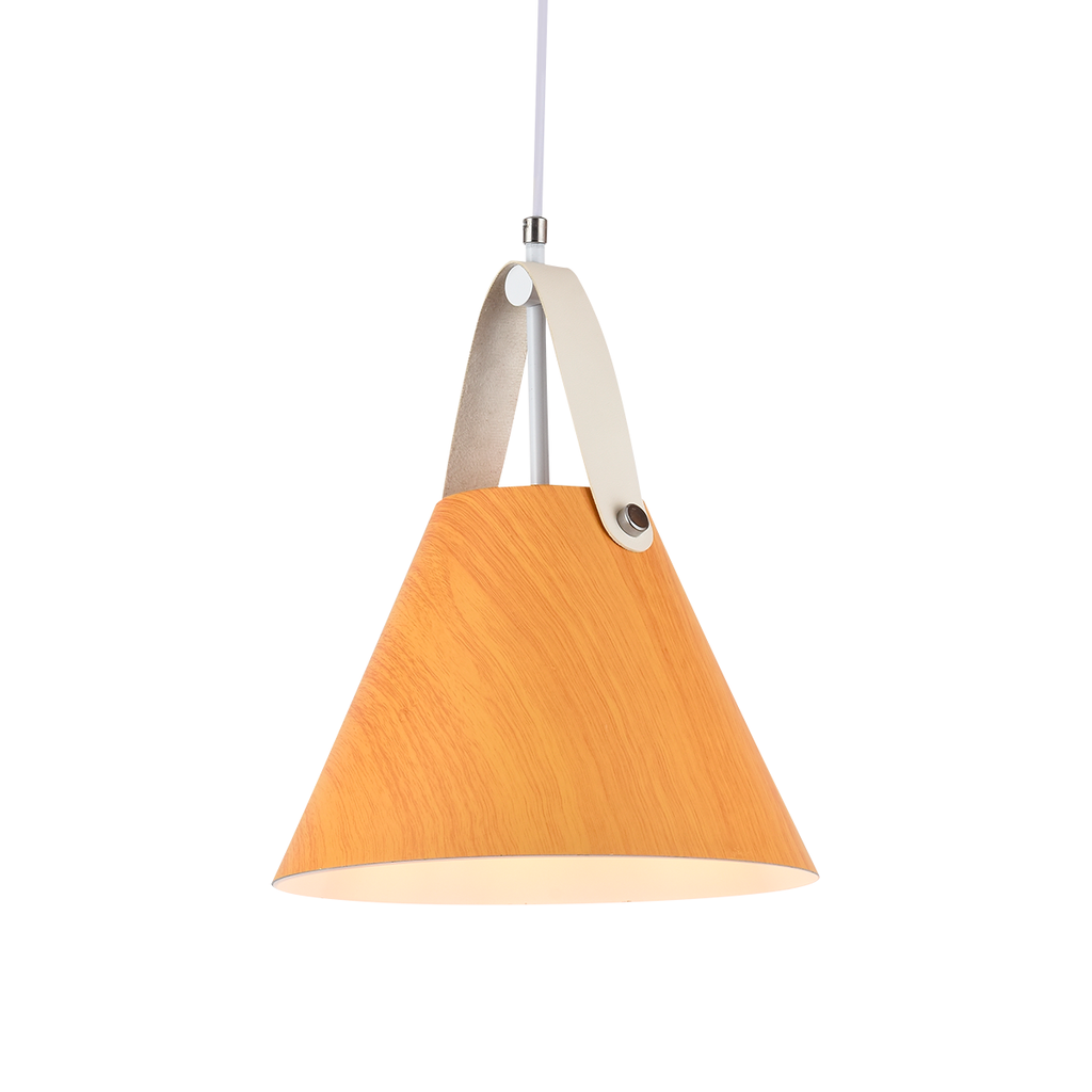 COLGANTE DE UNA LUZ EN METAL Y MADERA DIAMETRO 25 CM ALTURA 22 CM PARA E27