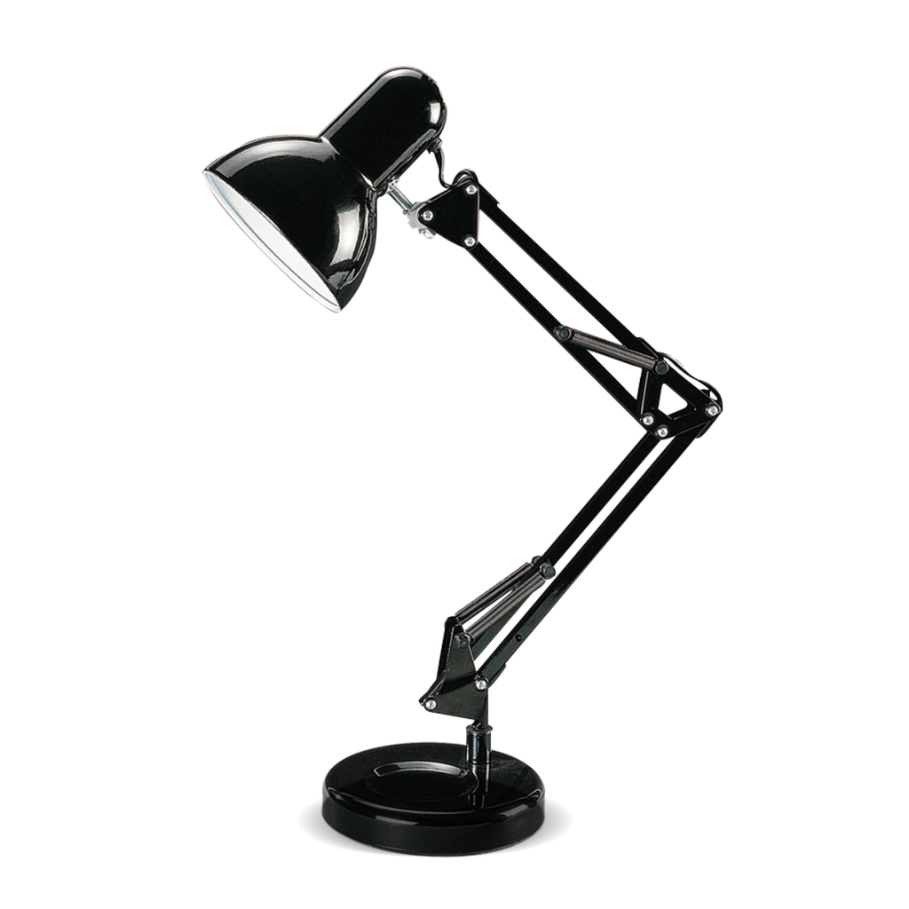 Lampara de escritorio doble brazo c/pantalla Negra E-27