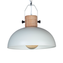 Colgante de chapa y madera ø40cm blanco mate E27