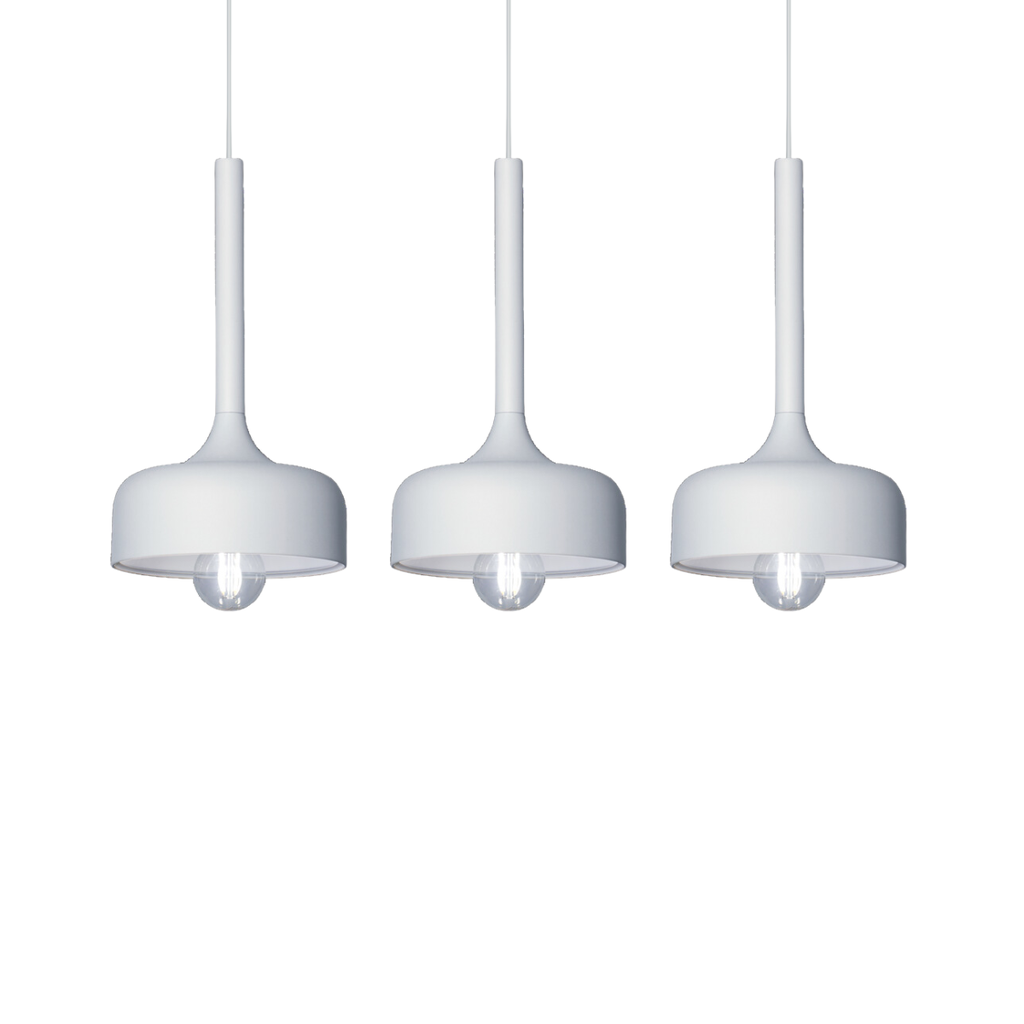 Colgante 3L de Chapa ø20cm en liston 80cm E27 Blanco