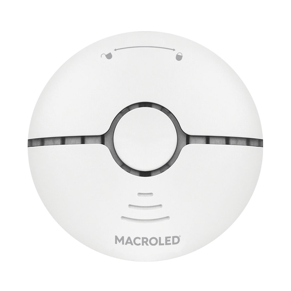 SENSOR SMART MACROLED PARA DETECCION DE HUMO, 30 M2, 2 PILAS AAA CON ALARMA SONORA