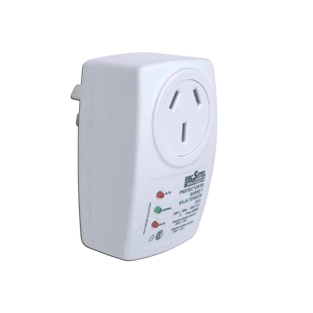 PROTECTOR DE SOBRE Y BAJA TENSION enchufable - con TOMA DE 20A