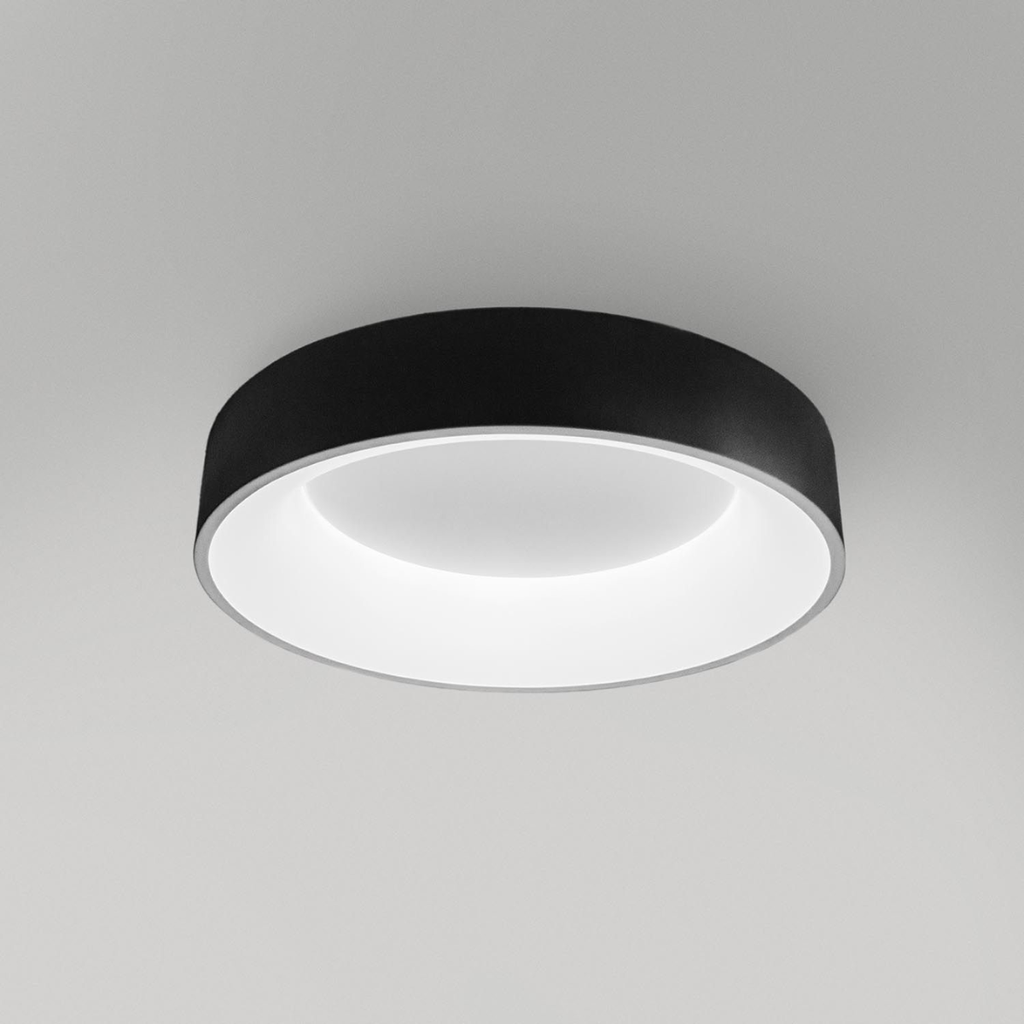 LUMINARIA CIRCULAR PARA APLICAR EN TECHO O PARED VK-NBAGEL NEGRO 40W 3000K DIMERIZABLE 450X100MM