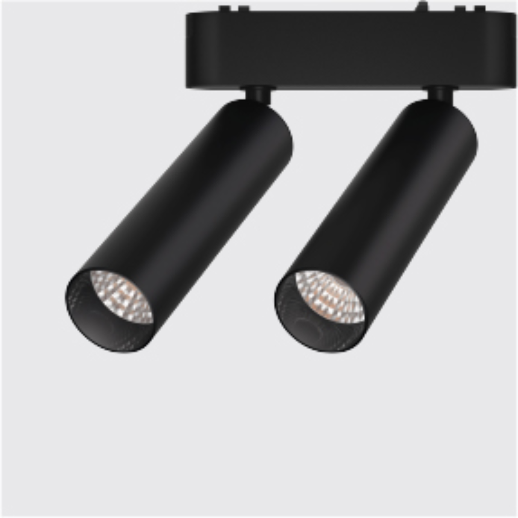 CABEZAL MOVIL DOBLE ANTIDESLUMBRAMIENTO NEGRO PARA RIEL MAGNETICO SKYLINE ø31MM MACROLED, DC48V, 14W, 2700K, 36°, RA>90