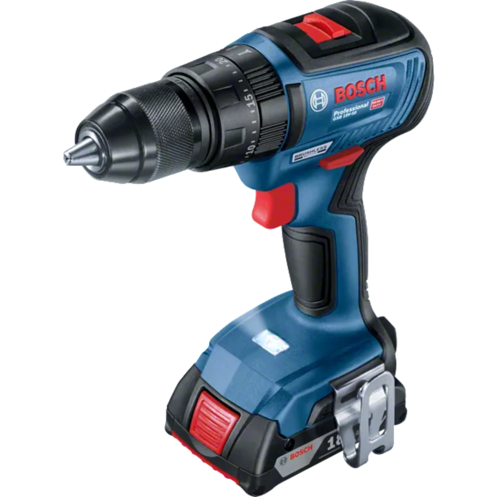 Taladro de Percusión / Atornillador ½" GSB 18V-50 13MM. Motor brushless (sin carbones). Luz led. RPM: 0/460 - 1800 . Torque: 50/28Nm. No incluye batería. Heavy Duty, garantía dos años.