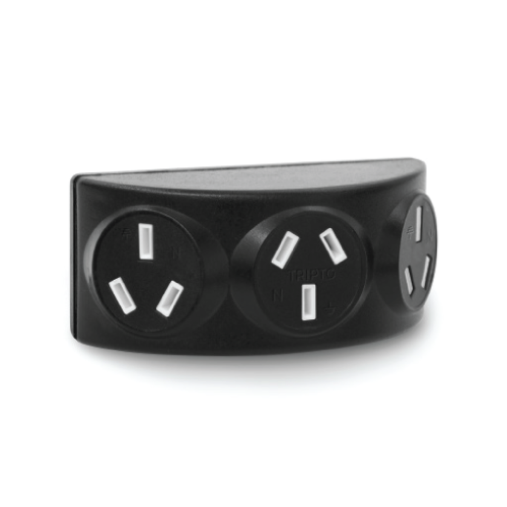 Triple con Enchufe Giratorio T3P Negro 10A - 250v ABS Nylon 6