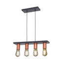 Colgante 4 luces vintage altura regulable negro y cobre