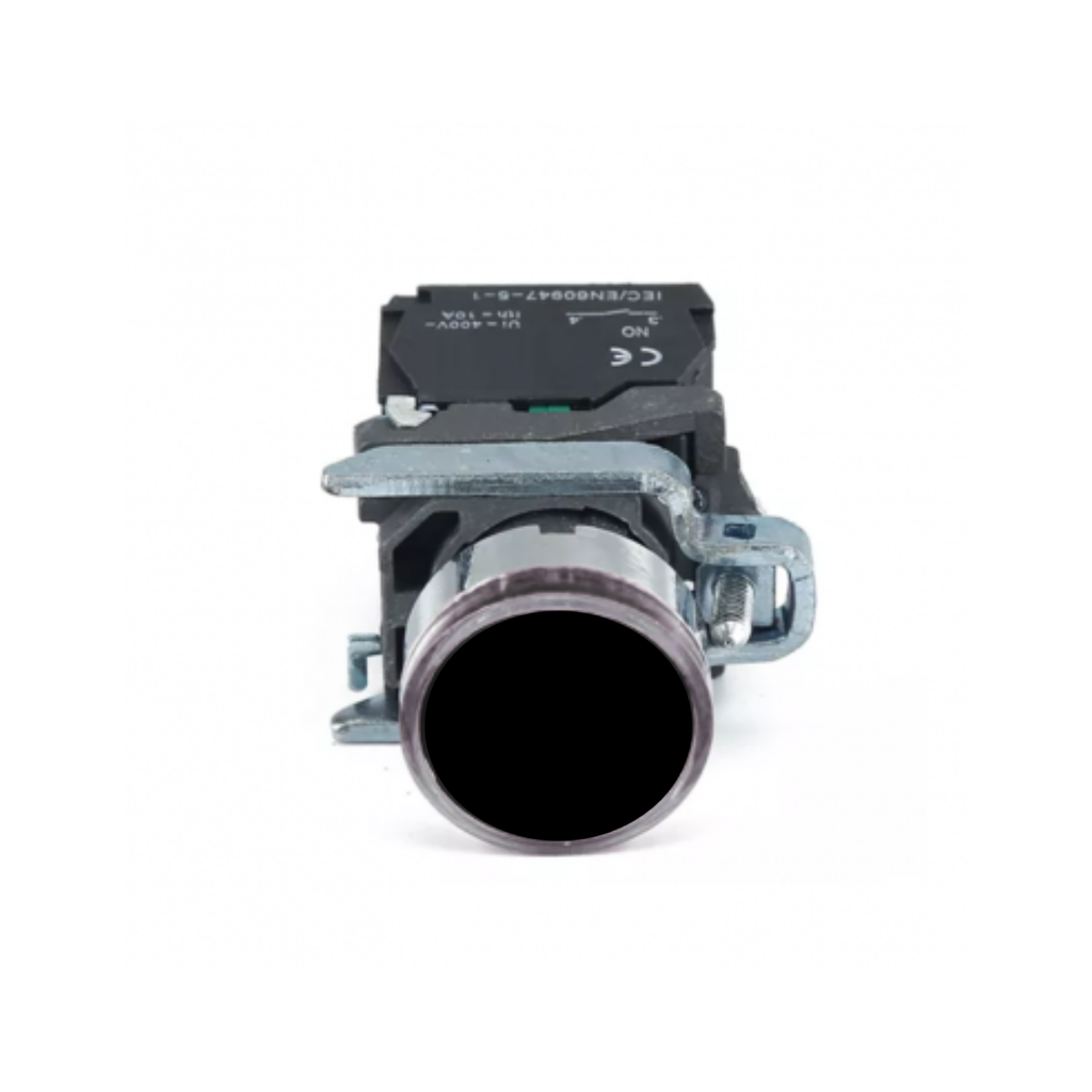 PULSADOR METALICO RASANTE NEGRO (1 NA)