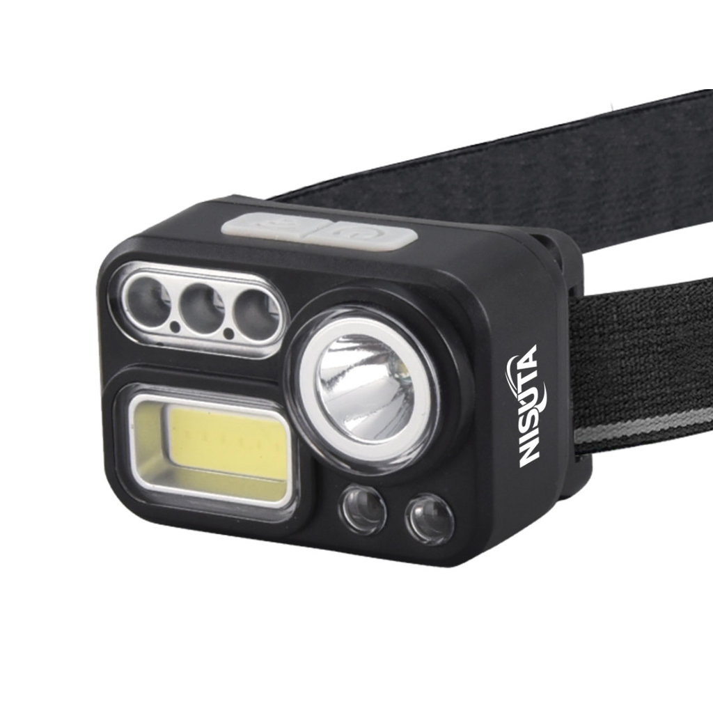 LINTERNA DE LED TIPO VINCHA MULTIFUNCION CON 8 MODOS DE ILUMINACION, BATERIA RECARGABLE, CON SENSOR DE ENCENDIDO Y LUZ ALTERNATIVA ROJA, VERDE Y AZUL IDEAL PARA CAZA, PESCA, NIEBLA, ETC