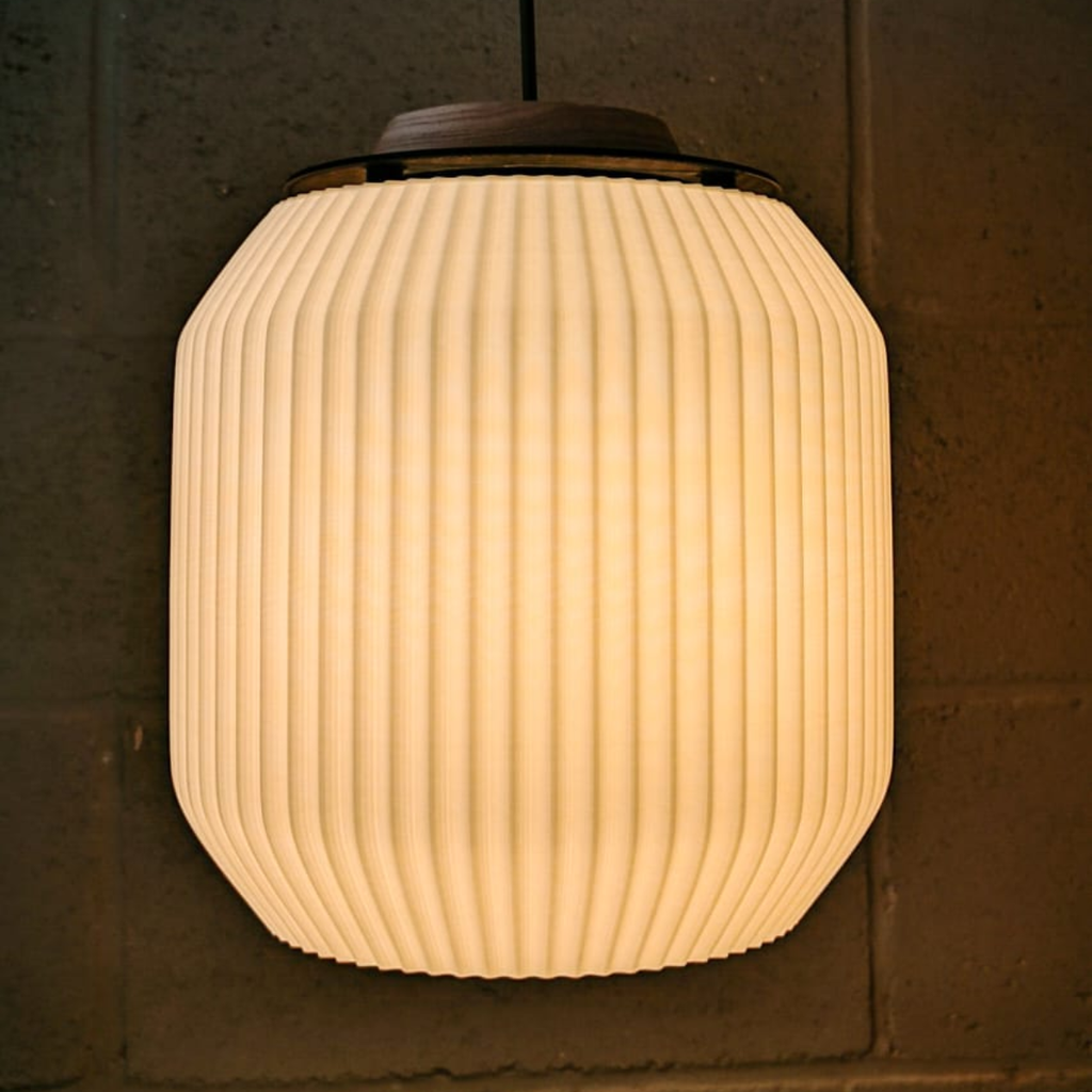 Lámpara colgante Barrel 25x29 blanco con madera