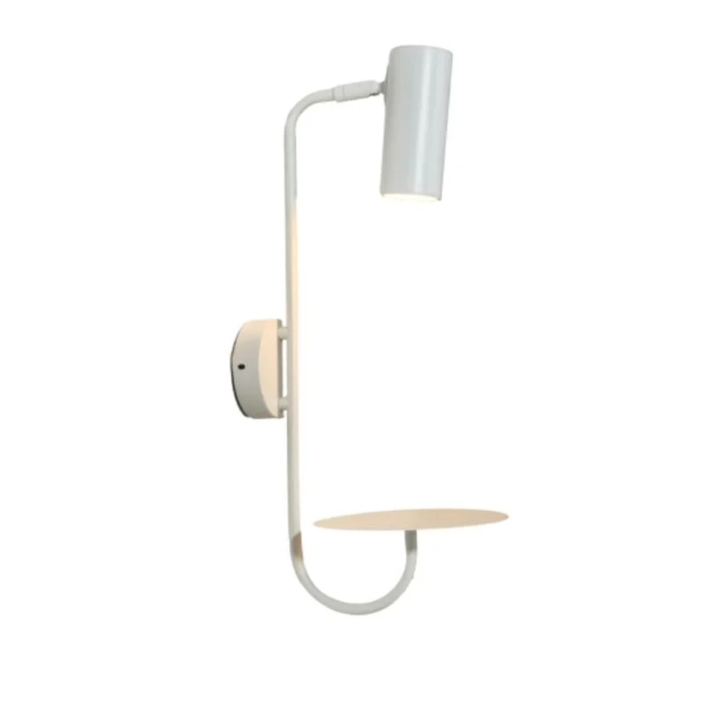BIMBA - MESA DE LUZ CON SPOT DIRECCIONABLE GU10 BLANCO 200V CABLE 1.2MT CON TECLA 180MM X 540MM