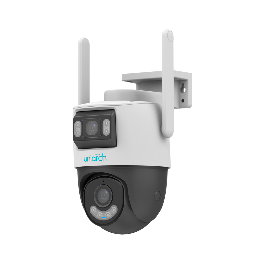 CAMARA IP UNIARCH TIPO PT WI-FI INT/EXT, INTELIGENTE PARA HOGAR DOBLE SENSOR RESOLUCION 3MP+3MP LENTE FIJA DE 2,8 MM + 4MM MÓVIL, MICROFONO Y ALTAVOZ, DETECCION DE CUERPO HUMANO, IP66, IR30 M, RJ45
