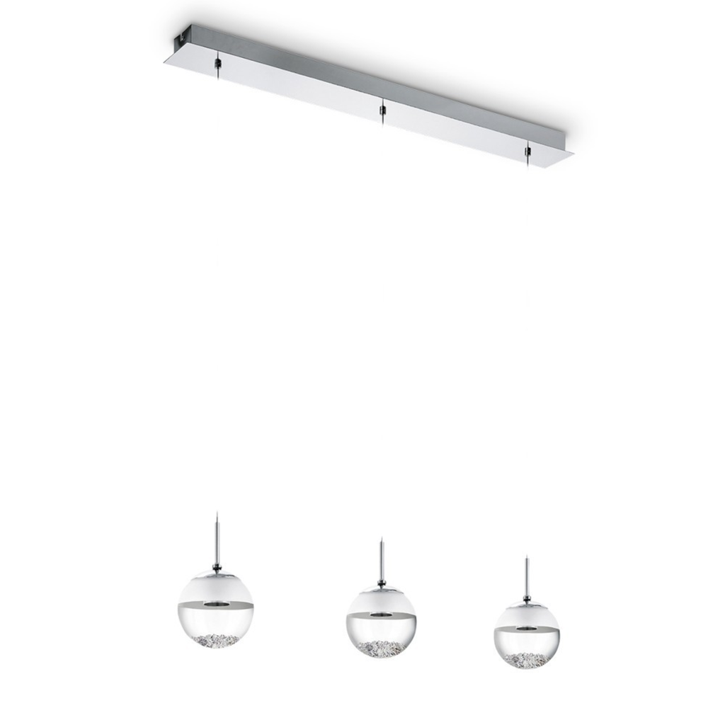 COLGANTE L:87cm A:14cm H:110cm 3 LUCES CROMO