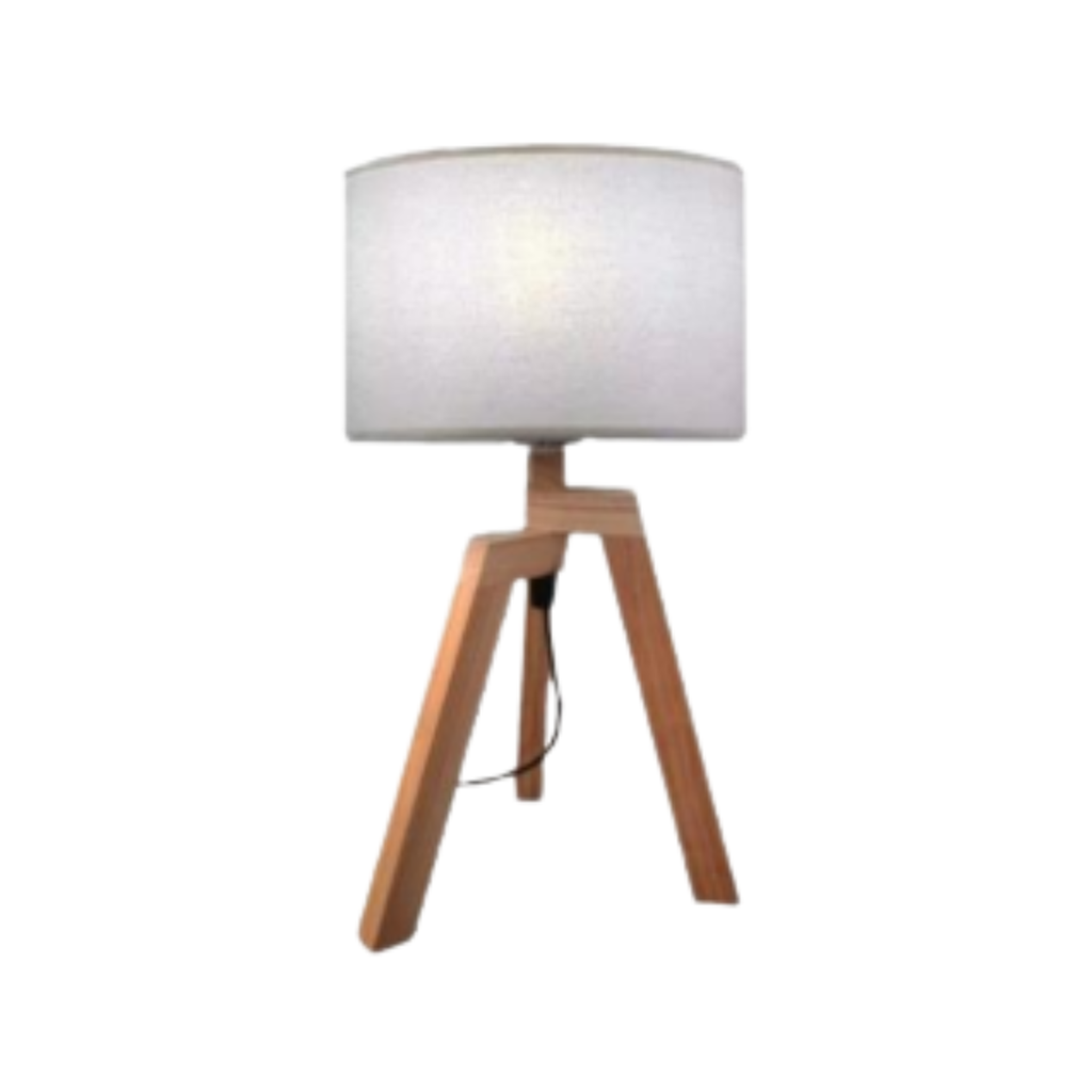 VELADOR TRIPODE NORDICO CON PANTALLA LINO