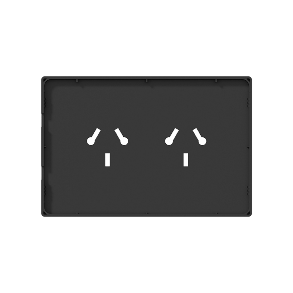 FRENTE PARA TOMACORRIENTE BI-NORMA DOBLE MILAN MACROLED, COLOR NEGRO