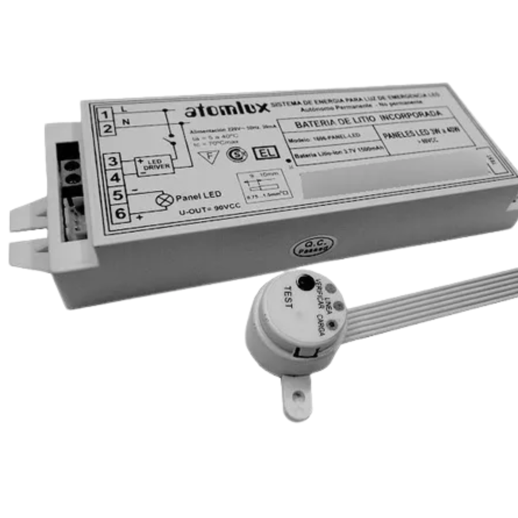 Sistema Aut. para Paneles Led´s con Driver externo de 3W a 100W    Batería Litio Ion Incorporada (interna) - Encendido permanente / No permanente