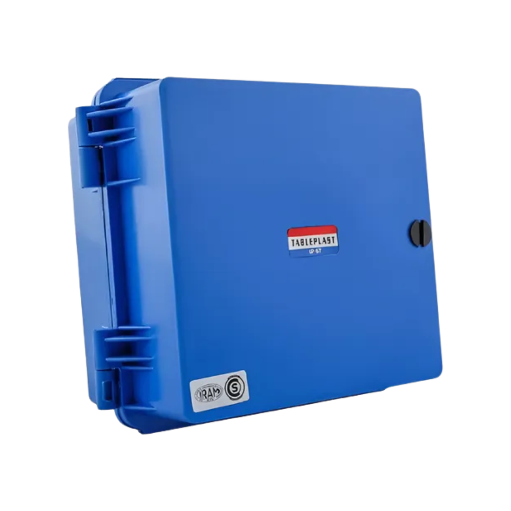 GABINETE CON CHASIS METÁLICO COLOR AZUL - IP65 IK10 DE 244X230X141MM