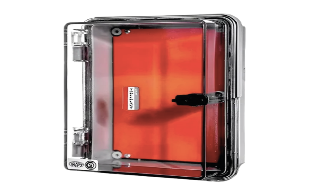 GABINETE CON CHASIS METÁLICO BASE GRIS Y TAPA TRANSPARENTE - IP67 IK10 DE 483X470X206MM