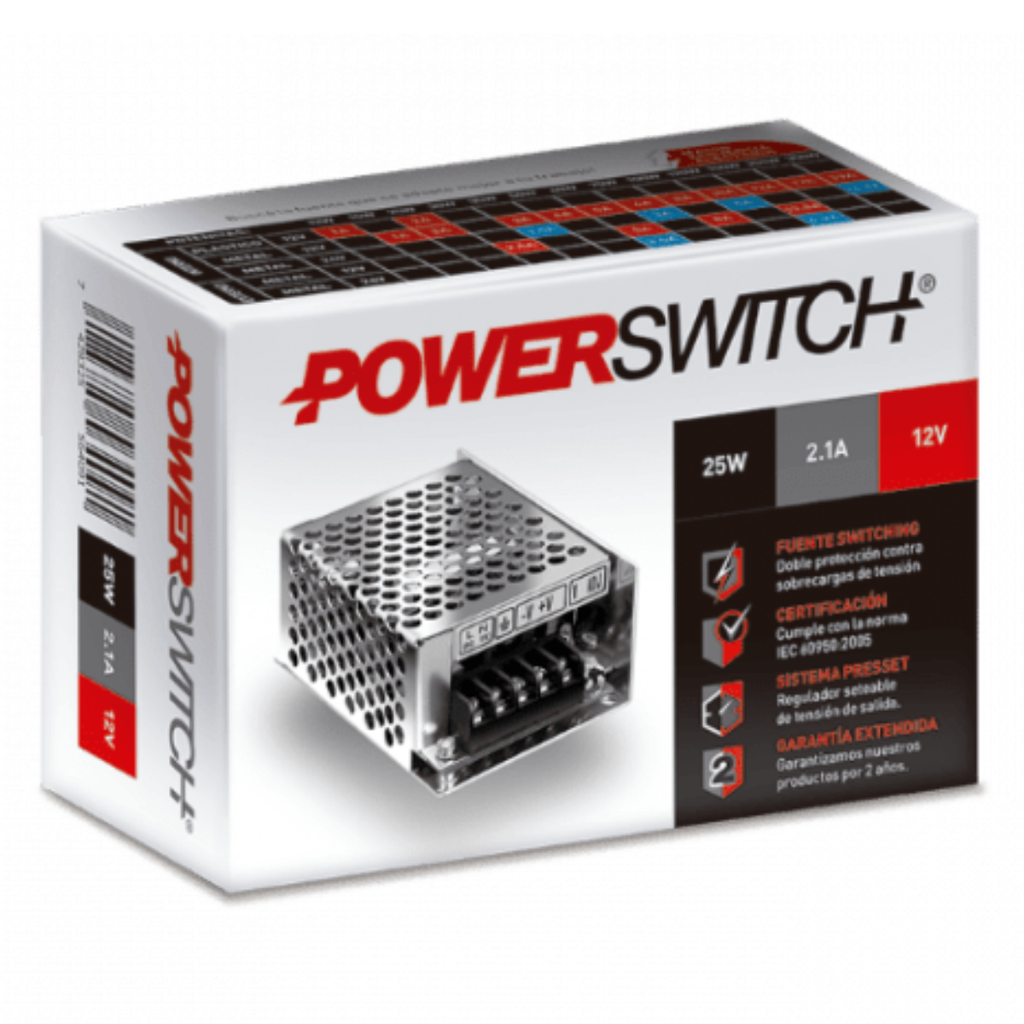 FUENTE POWERSWITCH 12V 2A GAB METALICO IP20