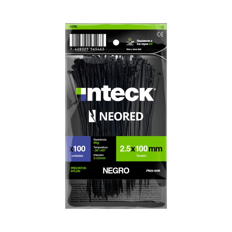 PRECINTO DE NYLON 4.8MM X 250MM - NEGRO X 100 UNI